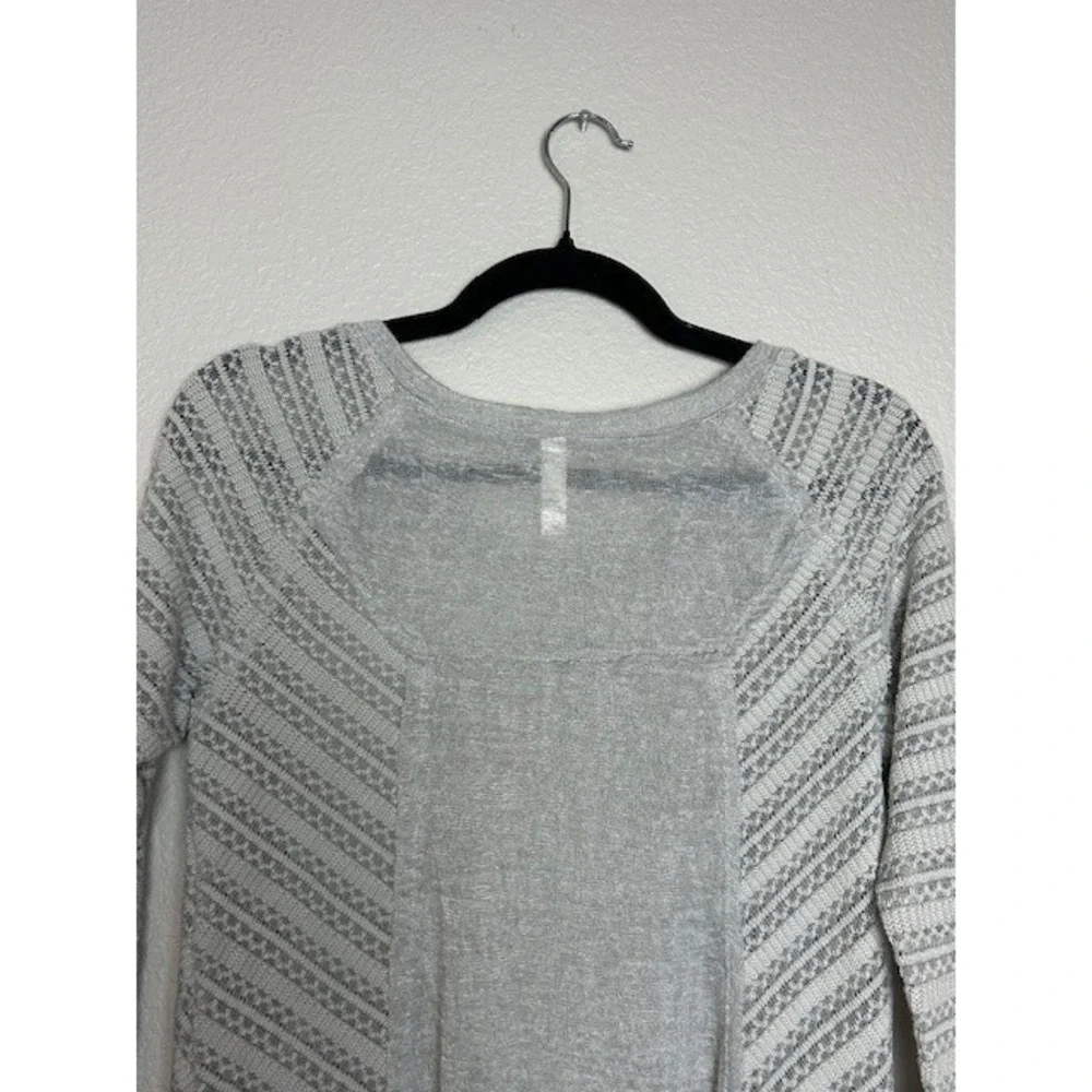 Xhilaration Womens S Gray Knit Sweater Lace Inset Lagenlook Raw Seams Semi-Sheer